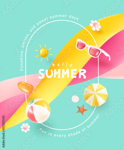 Bright and playful summer poster design for seasonal promotion or product advertising.