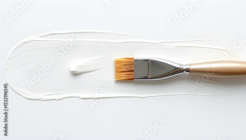 White Paint Brush Stroke Texture A Close-Up View of Artistic Creation