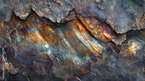 Detailed close-up of layered rock formations