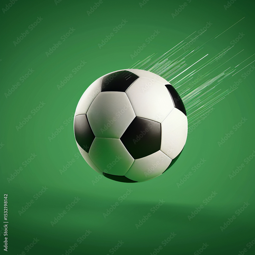 Naklejka premium soccer ball on green background, A football on a green background.