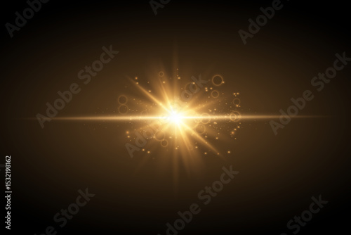 Glow effect.Bright star.Star flared with sparkles.Sun.EPS 10.