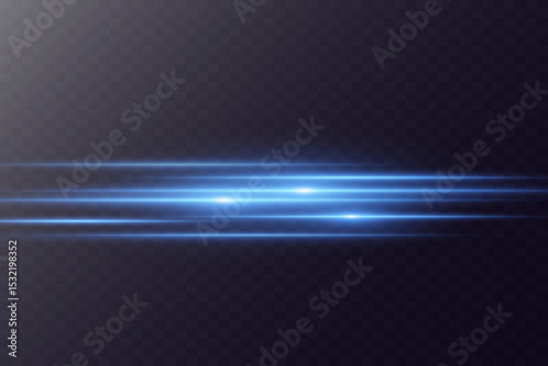 Collection of glowing flashes. Laser beams, horizontal light lines. On a transparent background.