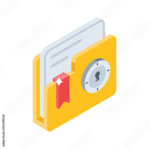 An amazing isometric style icon of secure folder lock