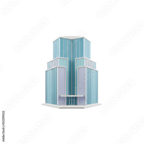 3D Modern Glass Office Building Icon - Corporate Skyscraper & Architecture Graphic, Isolated on Transparent Background PNG