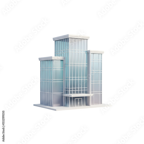 3D Modern Skyscraper Building Icon - Glass Office Towers & Corporate Architecture Graphic, Isolated on Transparent Background PNG