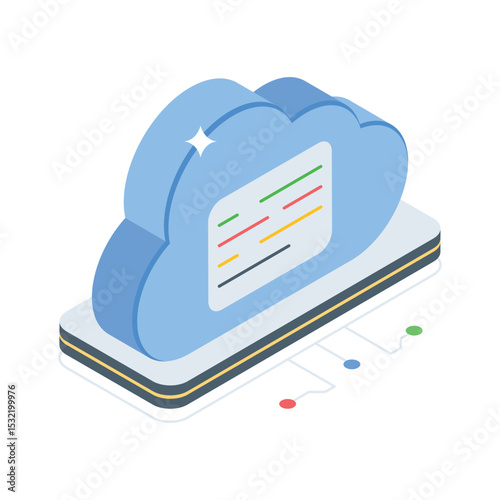 A well crafted isometric style icon of cloud storage system