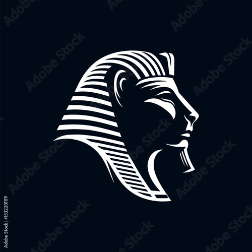 Timeless pharaoh mask vector icon representing ancient Egyptian heritage through elegant monochrome line art