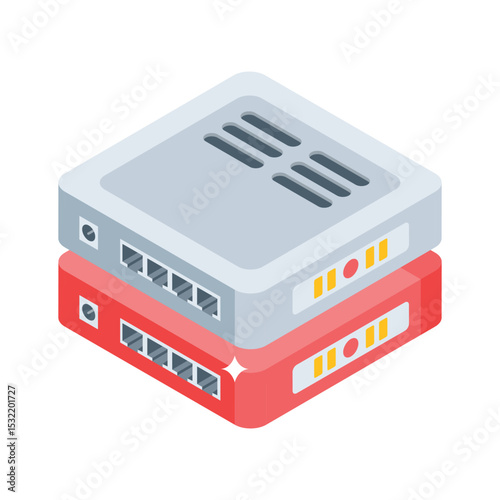 An eye-catching isometric icon of server tech