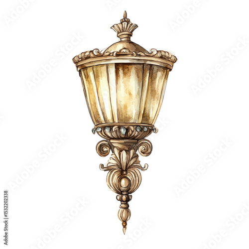 Wall Sconce, watercolor clipart vector, isolated on a white background.