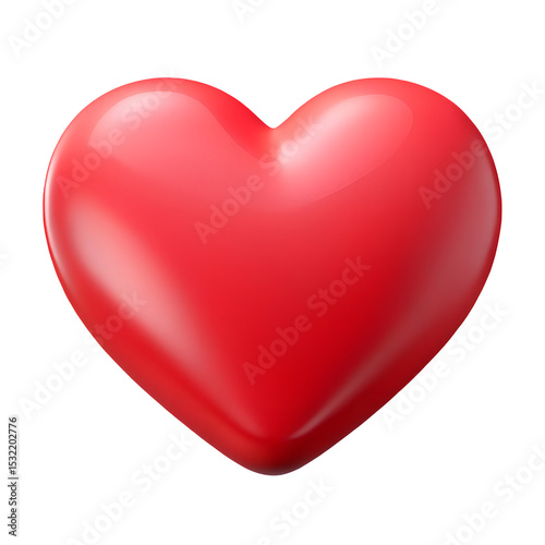 3d red heart icon in cartoon plastic style minimal isolated on transparent white background, love and favorite symbol concept

