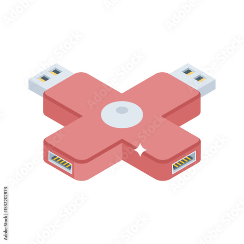 Check out this isometric icon showing multiple usb ports