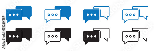 Chat icon set. Speech bubble symbol set. Chat icon solid and line style. eps file.