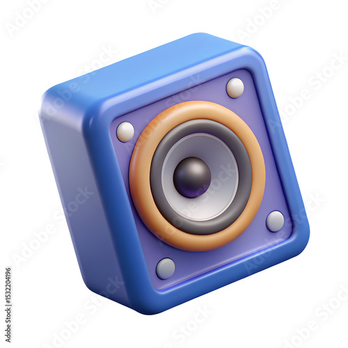 3d speaker icon in cartoon plastic style minimal isolated on transparent white background, sound and audio device concept

