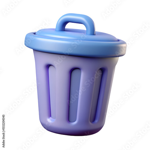 3d trash can icon in cartoon plastic style minimal isolated on transparent white background, waste management and delete file concept

