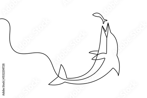 Dolphin outline in one line minimalist illustration
