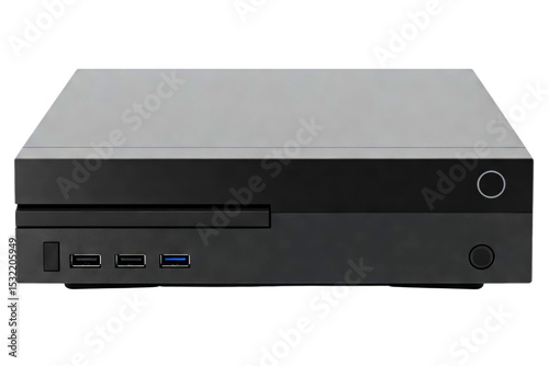 Modern black and gray electronic console isolated on a transparent background