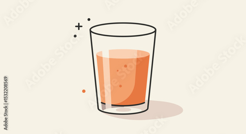 Simple food vector illustration of glass of orange juice with clean layout