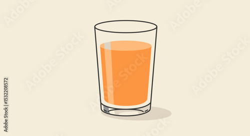 Flat vector graphic of glass of orange juice with clear background