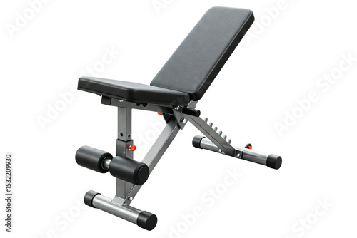 Adjustable exercise bench for fitness training isolated on a transparent background