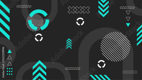Abstract geometric Memphis background vector template