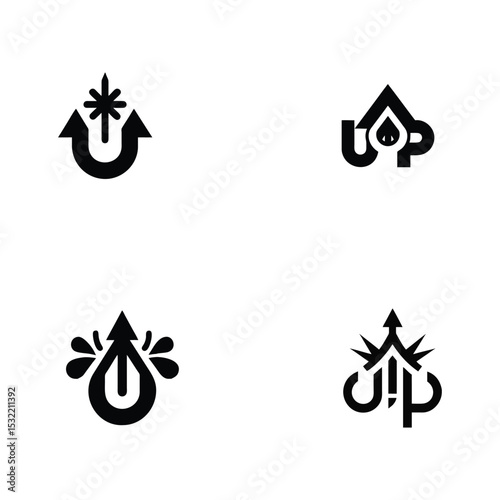A minimalist black-and-white logo featuring a stylized icon combining an organic black splash.