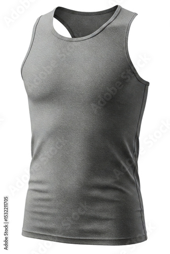 Gray athletic tank top isolated on a transparent background