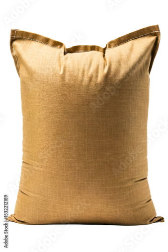 Full brown burlap sack isolated on a transparent background
