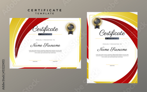 Two page certificate of achievement template for award