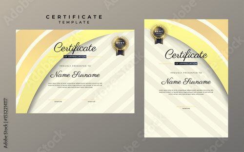 Two page certificate of achievement template for award