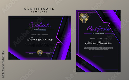 Two page certificate of achievement template for award