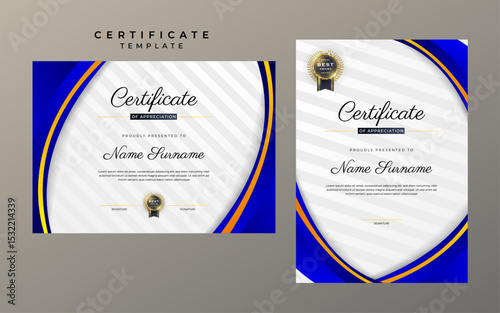 Two page certificate of achievement template for award