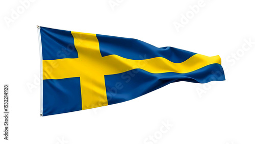 High-Resolution Image of a Waving Swedish Flag  Perfect for Patriotic Projects, Presentations, and Web Designs.  Download this crisp, detailed flag image for your next project.