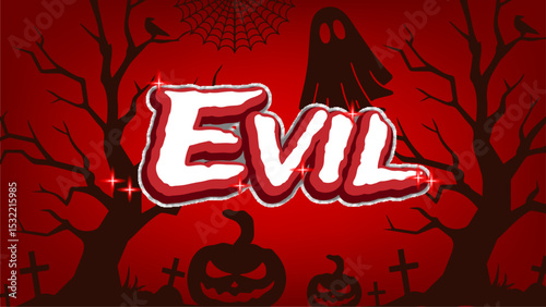 Cartoon art typography lettering 3D horror design