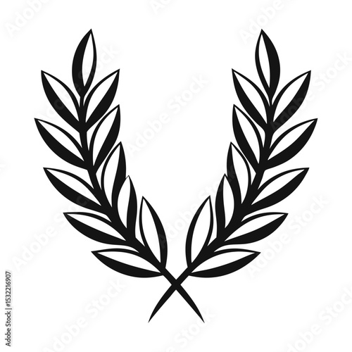 vintage ink drawn laurel leaf illustration