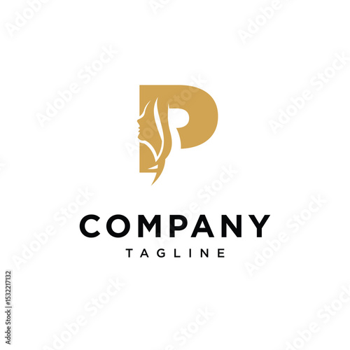 Letter P Woman Logo Icon Vector