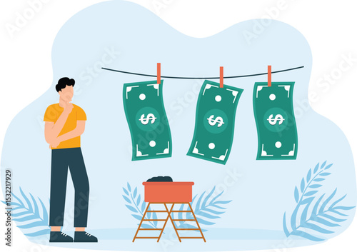 Money laundering and People breaking the law and fraud and financial machinations with income concealment, corruption and theft and washing dirty currency. Financial crime nowaday concept
