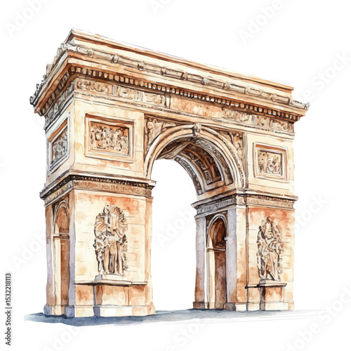 Victory Arches, watercolor drawing vector, high quality, isolated on a white background.