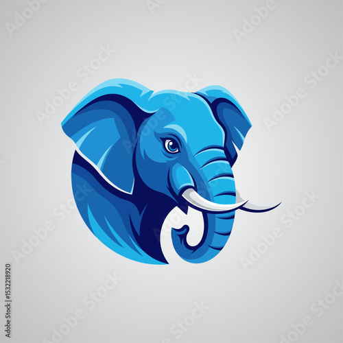 Minimalist Elephant Logo Illustration for Corporate Brand Identity. Modern Blue Animal Graphic Isolated on White Background.