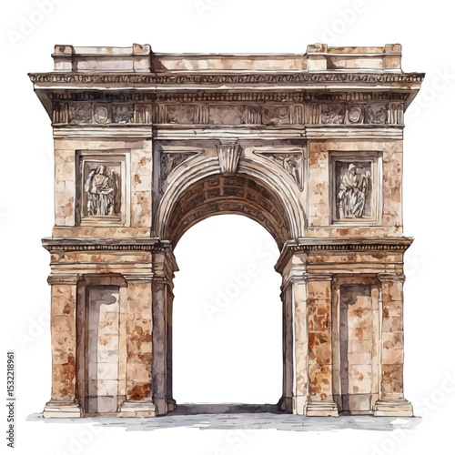 Victory Arches, watercolor drawing vector, high quality, isolated on a white background.