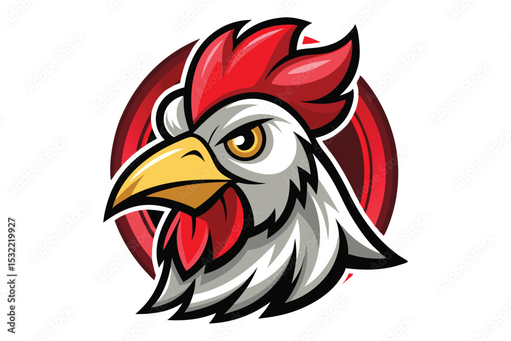 Obraz premium Rooster Hen Head Mascot Logo Vector Elements Illustration, Angry Rooster Hen Mascot Icon face.