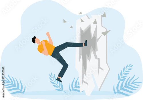 Business people destroy walls and smash obstacles in different ways and break concrete and brickwork and glass. Men hard path to success and nowadays concept
