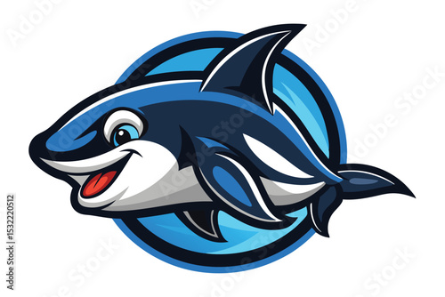 orca killer whale mascot logo vector elements, orca cartoon face clipart illustration.
