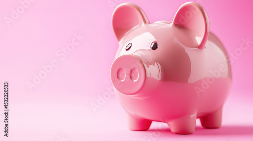 A pink piggy bank with a pink background