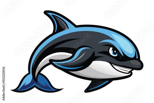 orca killer whale mascot logo vector elements, orca cartoon face clipart illustration.