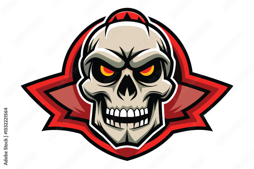 Fototapeta premium Skull head mascot logo vector elements, skull cartoon face clipart illustration.