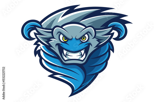 Tornado head mascot logo vector elements, tornado cartoon face clipart illustration.