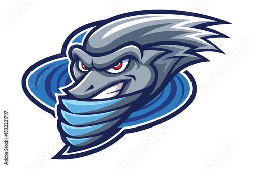 Tornado head mascot logo vector elements, tornado cartoon face clipart illustration.