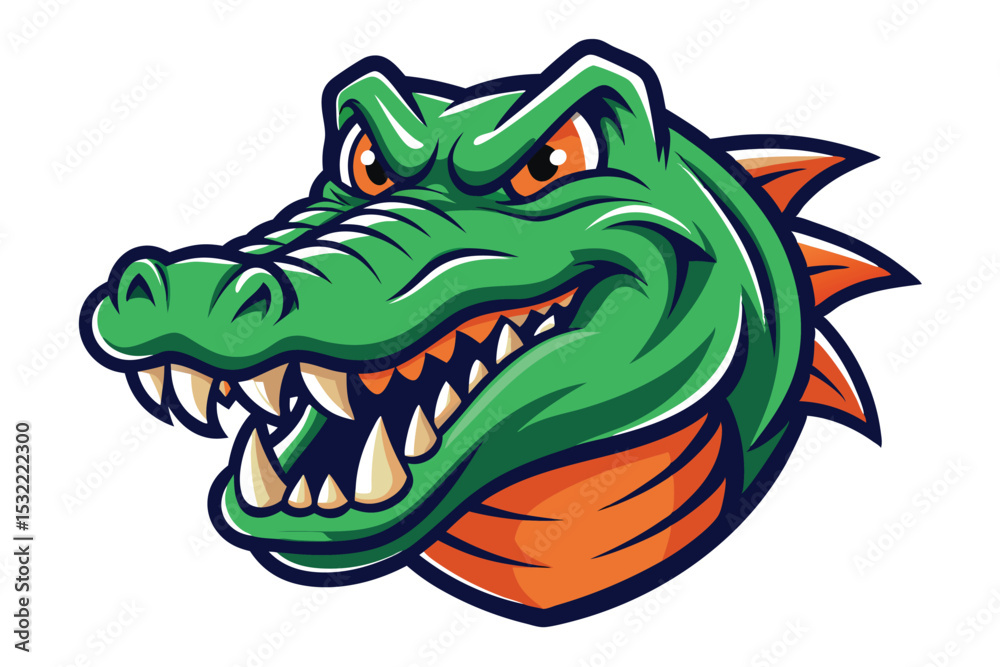 Obraz premium alligator head mascot logo vector elements, angry alligator cartoon face clipart illustration.