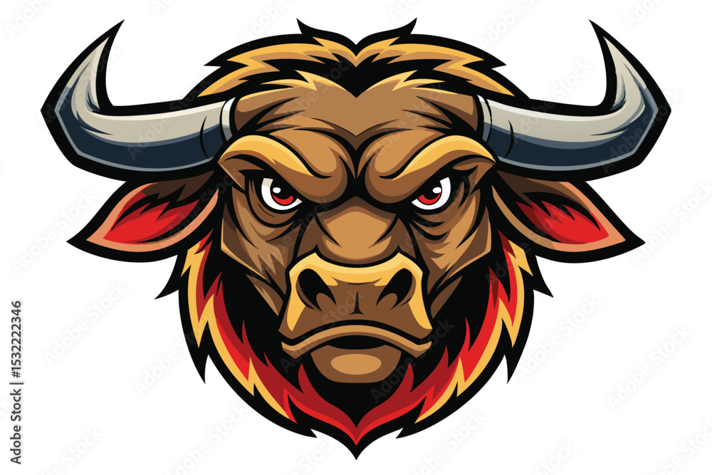 Obraz premium angry bull head mascot logo vector elements, angry bull cartoon face clipart illustration.
