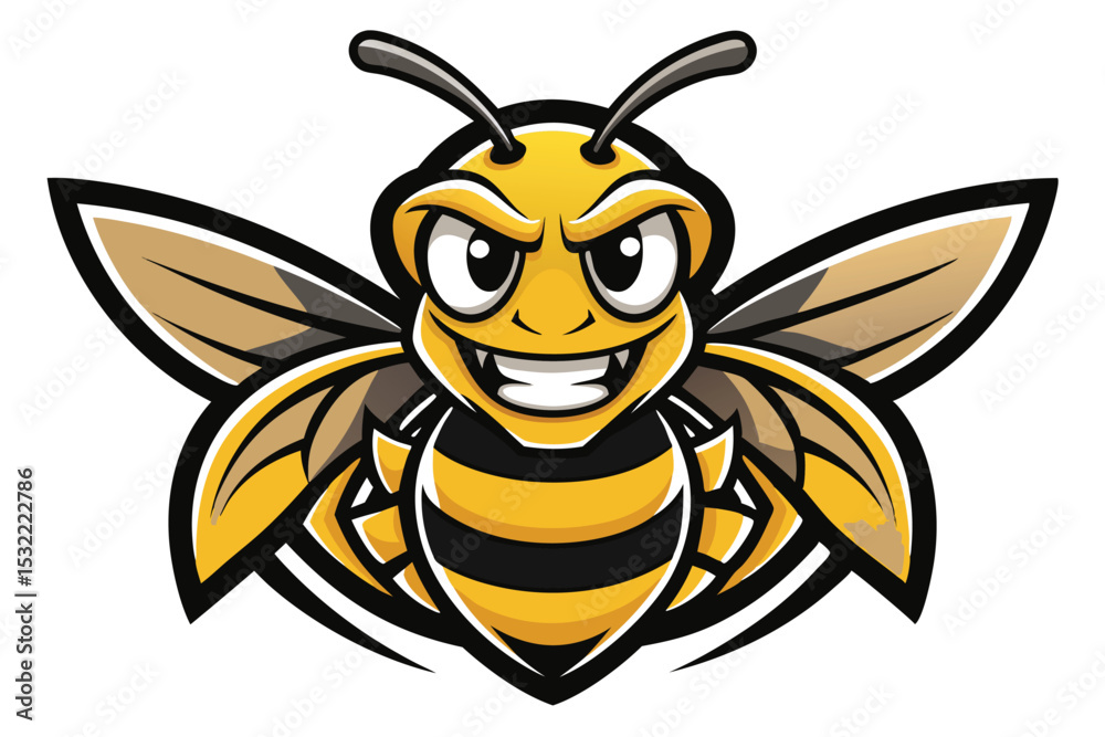 Fototapeta premium Bee head mascot logo vector elements, bee cartoon face clipart illustration.